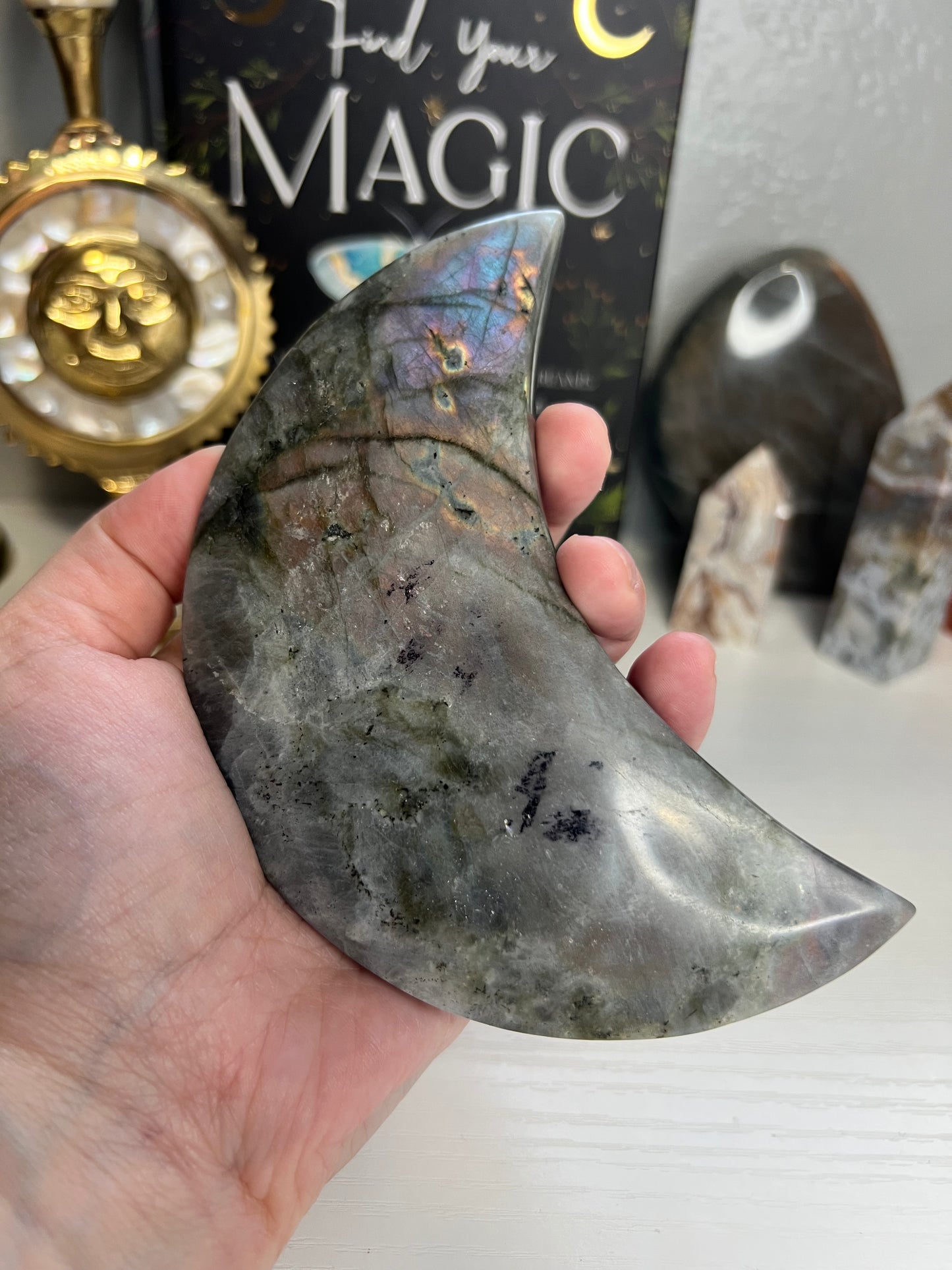 Labradorite Moon E with Stand