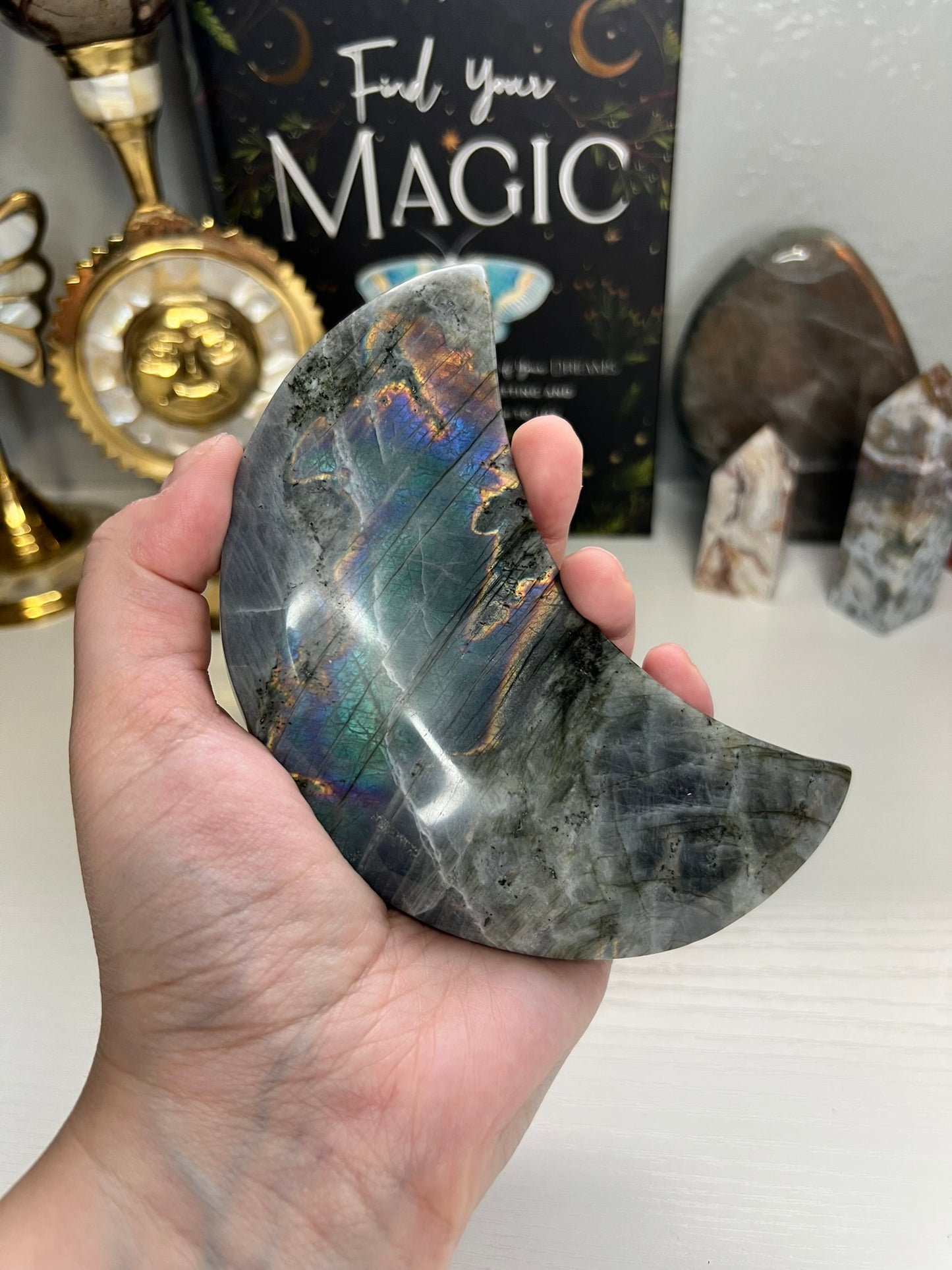 Labradorite Moon C with Stand